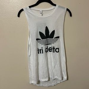 white tridelta addidas tank top